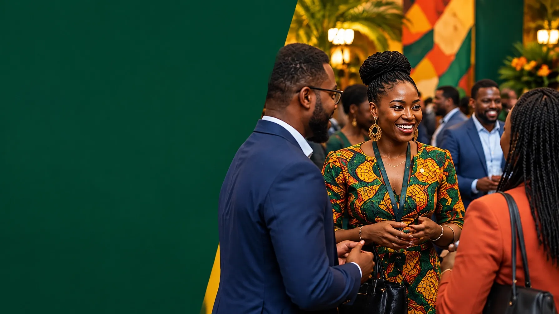 African and Caribbean business professionals connecting at a community event